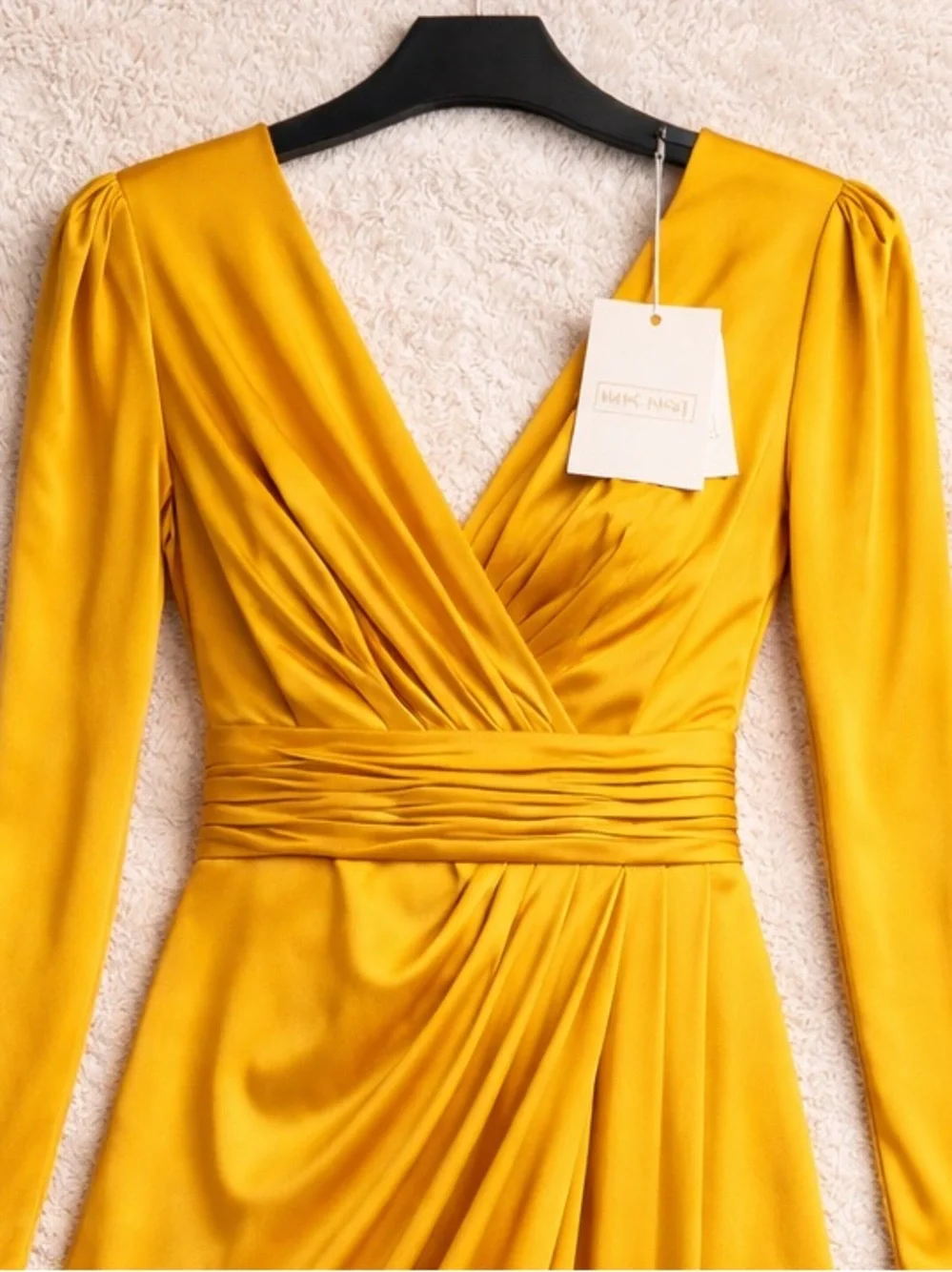 Mac Duggal Satin Marigold Formal Gown Size 10 NWT Luxury - Picture 6 of 7